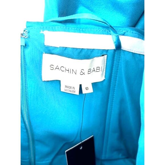 SACHIN + BABI “Clarissa” One-Shoulder Gown in Aqua – Size 0 NWT - Picture 5 of 9